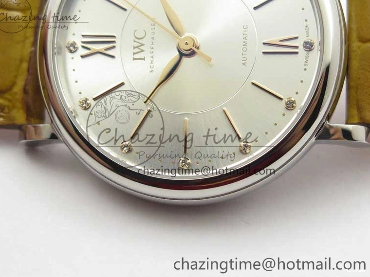 MIROTIME 0515 Durable Portofino 37mm SS V7F 1:1 Best Edition White Dial on Light Brown Leather Strap A 7092